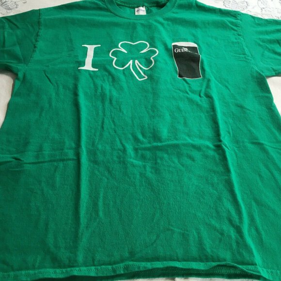 #59 Gildan Ultra Cotton "I ❤ GUINNESS" Green T-shirt Short sleeve large beer - Picture 1 of 7